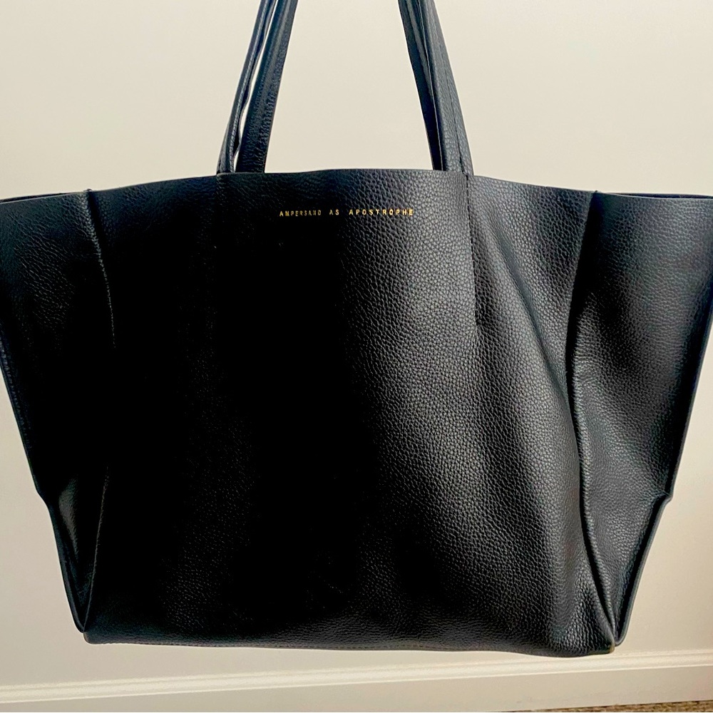 Ampersand as Apostrophe Black Leather Tote